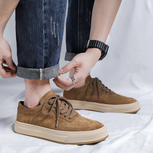 Men's high-end shoes  new breathable suede casual leather shoes men's retro versatile casual sneakers 8001-R