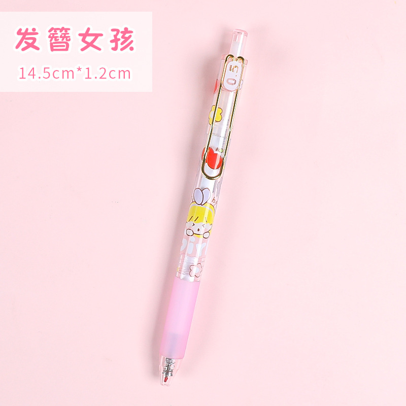 Lindo de dibujos animados Push Ins estilo de gran capacidad de estudiante universitario Oficina escritura pluma tarea pluma gel pluma rotulador