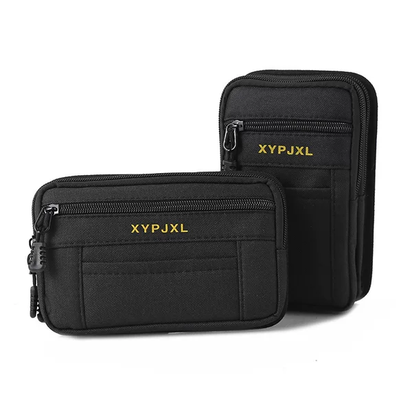 Cross-border Hot-selling Men's Waist Bag Trendy Personalized Multi-functional Multi-layer Zipper Mobile Phone Bag Wear-resistant Carry-on Hanging Bag