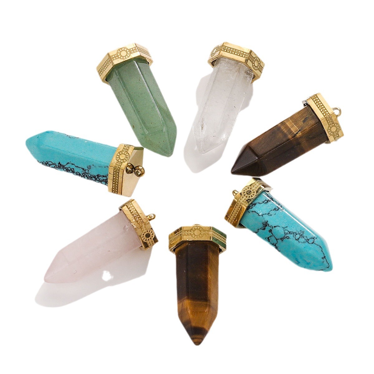 Acero inoxidable con gota de agua de piedra natural accesorios collares de pendientes de moda europea y americana DIY collares de bala al por mayor