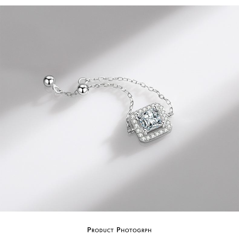 Simple Style Geometric Sterling Silver Inlay Zircon Open Ring 1 Piece