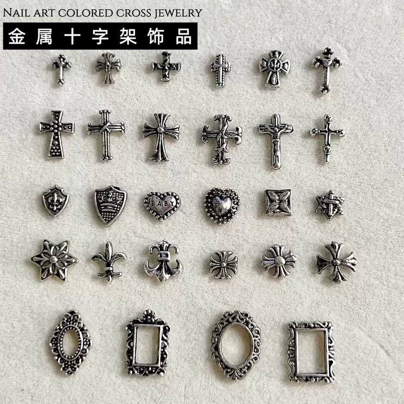 Vintage Metal Alloy Nail Art Accessories, Trendy Punk Style, Cool and Dark Aesthetic, Wearable Nail Decorations Vintage Metal Alloy Nail Art Accessories, Trendy Punk Style, Cool and Dark Aesthetic, Wearable Nail Decorations