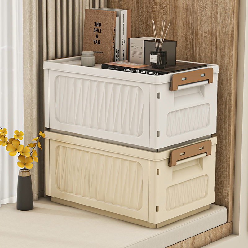 Ins-style Folding Storage Box with Lid Storage Box Home Storage Dormitory Fit Box Moving Car Trunk