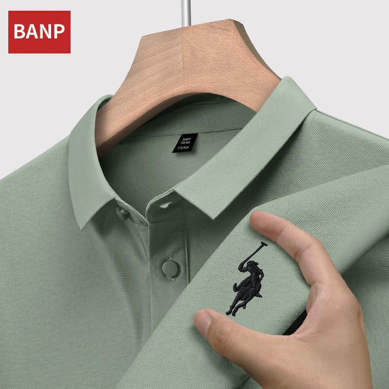 Piqué Cotton Polo Shirt Men's Short-Sleeved T-Shirt Slim Fit Middle-Aged Dad Summer Lapel No-Iron Paul Business Half-Sleeve