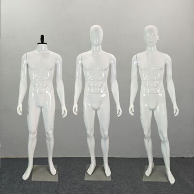 男服装模特展示道具 橱窗男模成人全身亮白烤漆站模假人体送底座|ms