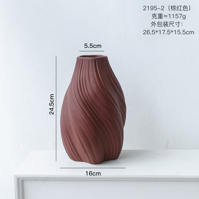 Morandi moderno vasos de cerámica estriados decoración de estudio sala de estar flor geométrica decoración de sala de alojamiento modelo