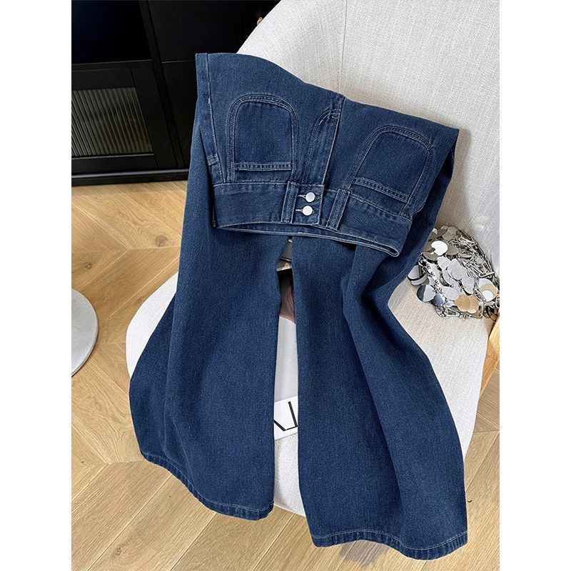 Loose Design Wide-Leg Jeans Stretch Women's 2025 Retro Blue Two-Button Slim New Pants High Waist Loose Design Wide-Leg Jeans Stretch Women's 2025 Retro Blue Two-Button Slim New Pants High Waist