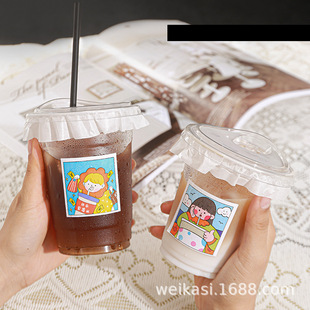 Milk Tea Cup Pet Cold Drink Cup Coffee Cup Disposable Commercial Packaging Plastic Transparent 98 Caliber Drink Cup with Lid