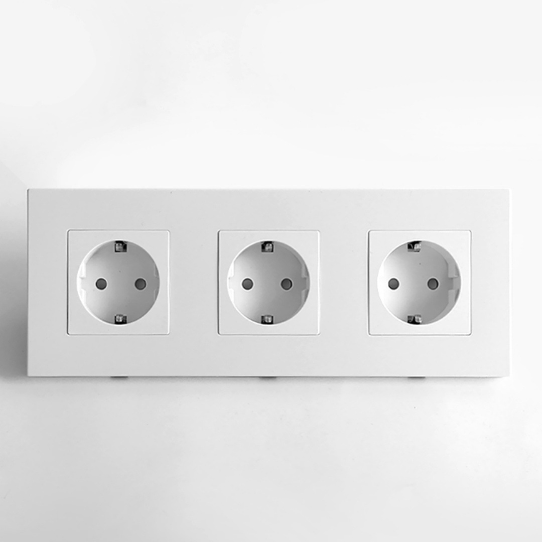 3-pin European-style German-style Socket With Grounding, Russian Socket, ABS Plastic Panel, 250V16A_voghion.com