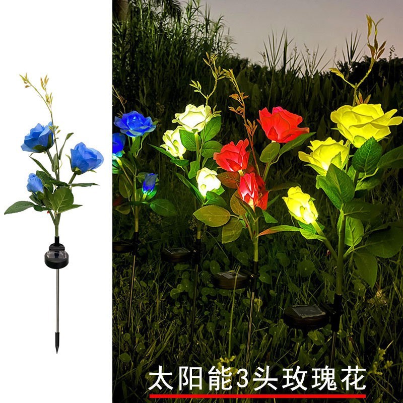 led太阳能灯地插灯彼岸花百合花玫瑰花仿真花蒲公英草坪铜线灯串|undefined