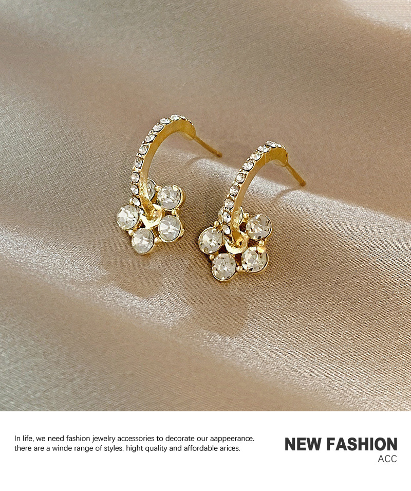 Simple Temperament Flower Personality Diamond Niche Temperament Earring display picture 2