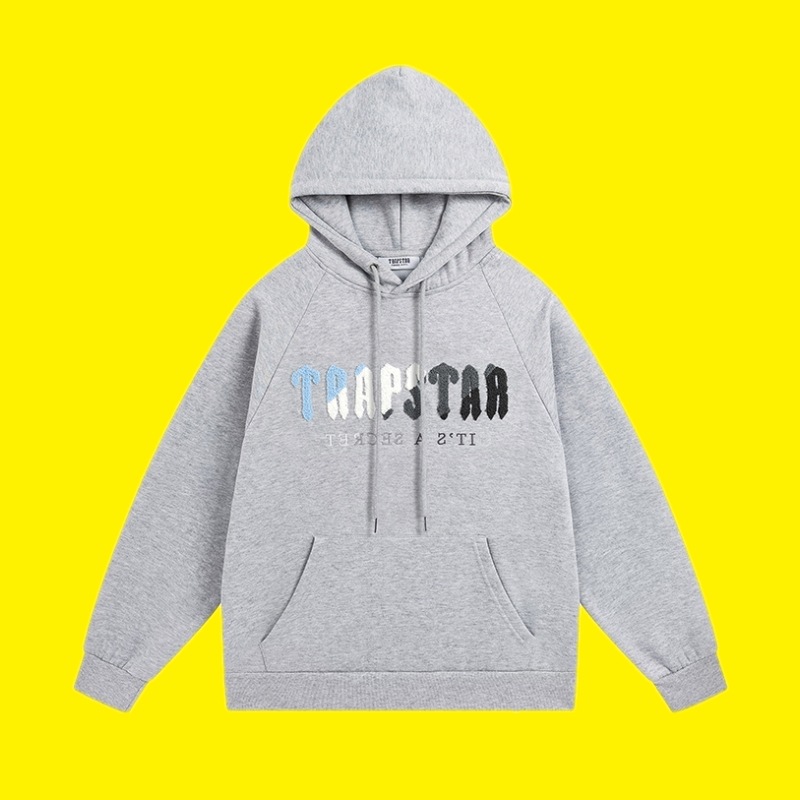 Trapstar azul Tigre cabeza toalla bordado traje forro polar suéter con capucha ceñida deportes casual pantalones largos