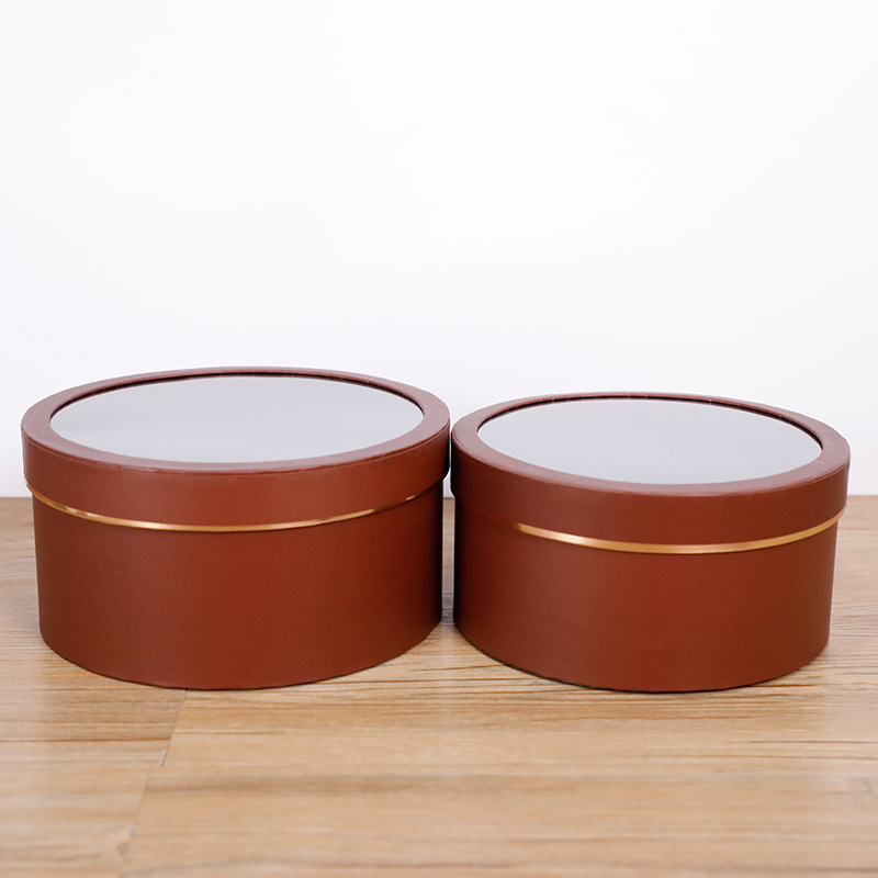 Juego de ventana redonda Caja de regalo de flores de PVC Caja de flores transparente del día de San Valentín Caja de regalo de embalaje floral Caja de regalo de regalo en stock