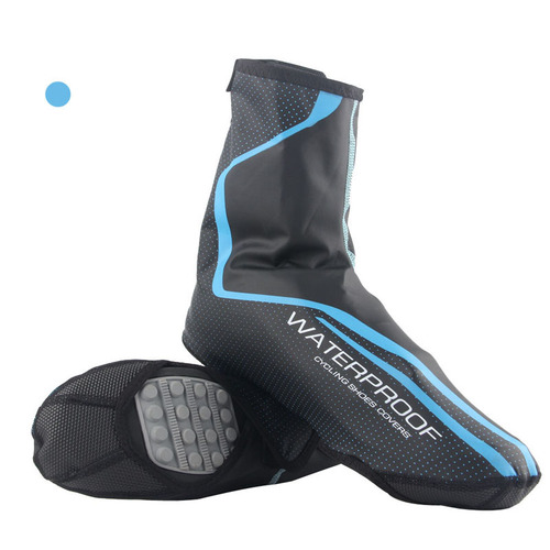 Cross-border PU plush windproof and waterproof shoe covers lock shoe covers winter warm fabric mountain bike riding waterproof shoe covers
