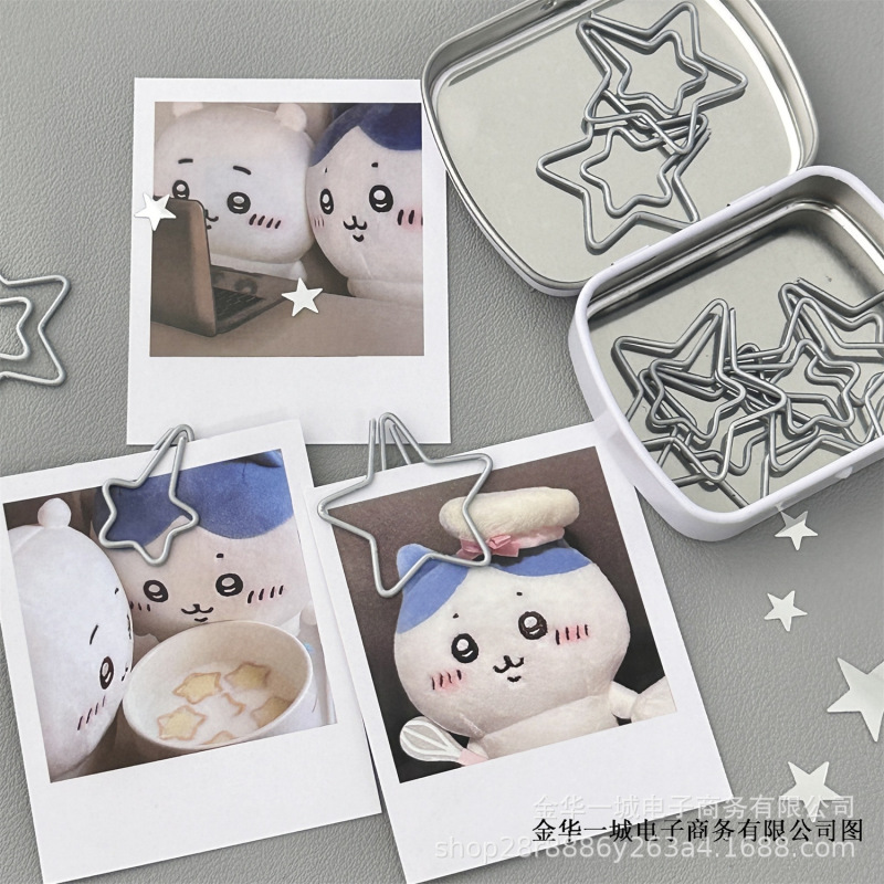 ins シルバー五芒星ペーパークリップ高価値ハンドブック diy 装飾材料固定特殊形状カード包装材料|undefined