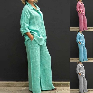 Foreign Trade New Women's Shirt Suit 2023 Casual Urban Suit Independent Station Women's Clothing Aliexpress Amazon