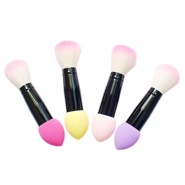 Fabricante en stock nuevo no látex bala puff pen cepillo de doble cabeza se ruboriza cepillo herramientas de belleza de moda