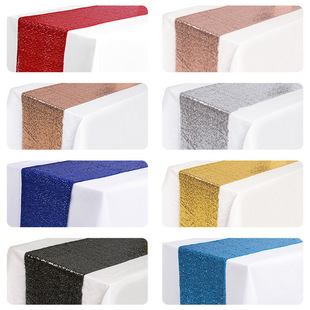 Golden sequins tablecloth tablecloth color rose gold tablecloth high density 30*275cm tablecloth cross-border wedding tablecloth