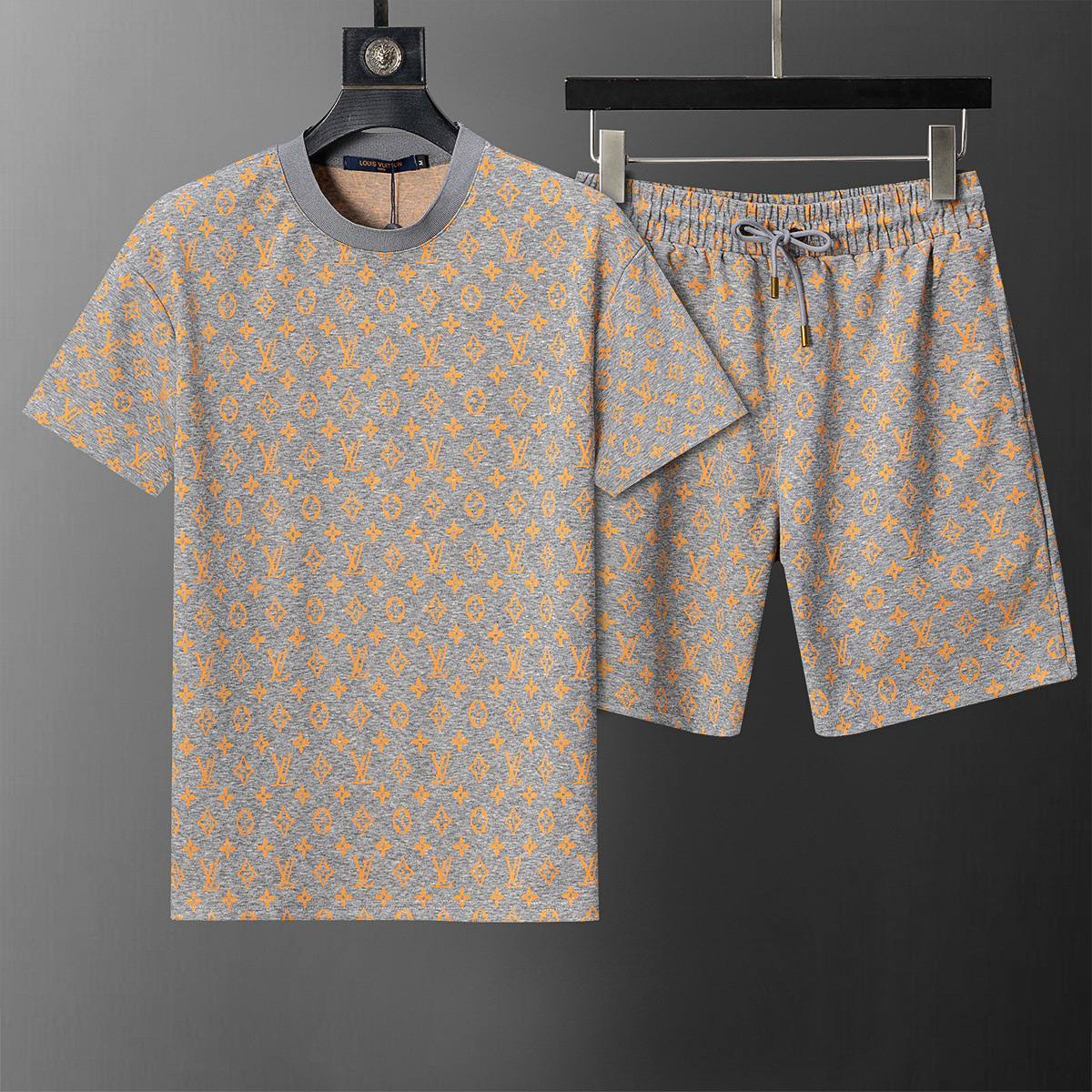 Set de manga corta de alta calidad, set de cuello redondo clásico, set de algodón impreso con letras para hombres y mujeres