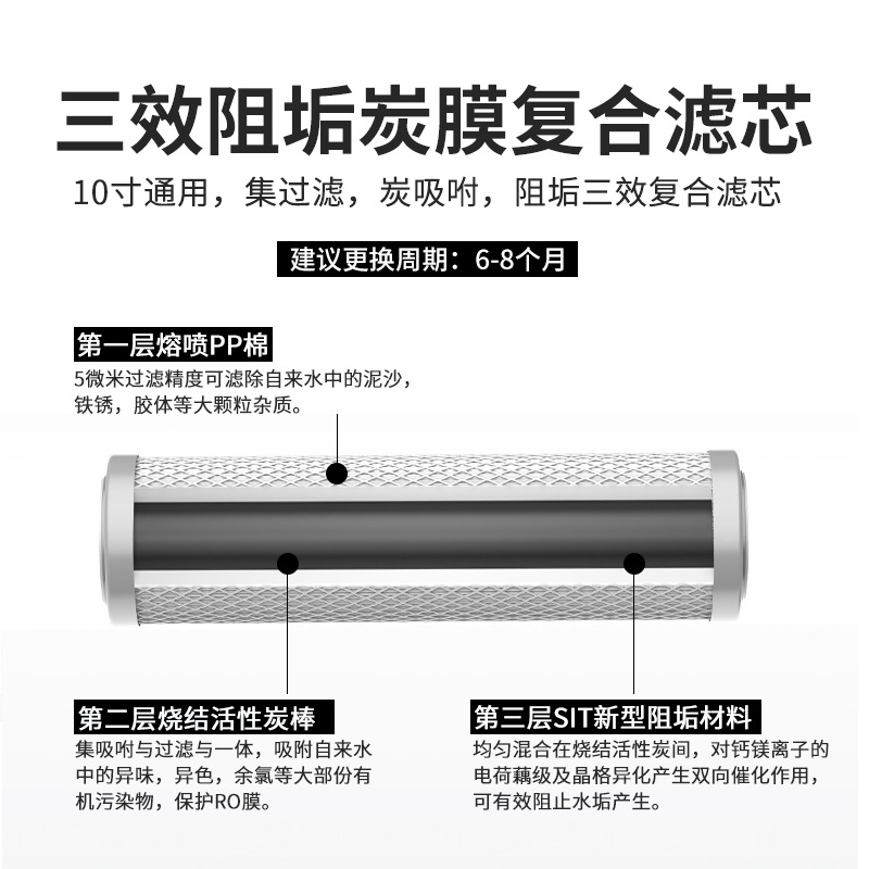 前置棉+炭+阻垢复合芯 / 10寸