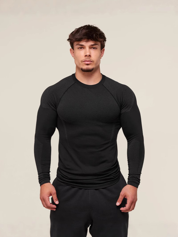 Amazon 外国貿易メンズタイツ GYM スポーツフィットネスランニングトレーニング服弾性ファッションプリントラウンドネックロング|undefined