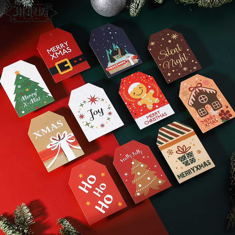 2023 Tarjeta de Navidad Santa Claus ELK árbol de Navidad tarjeta colgante flores regalo embalaje Tarjeta de mensaje