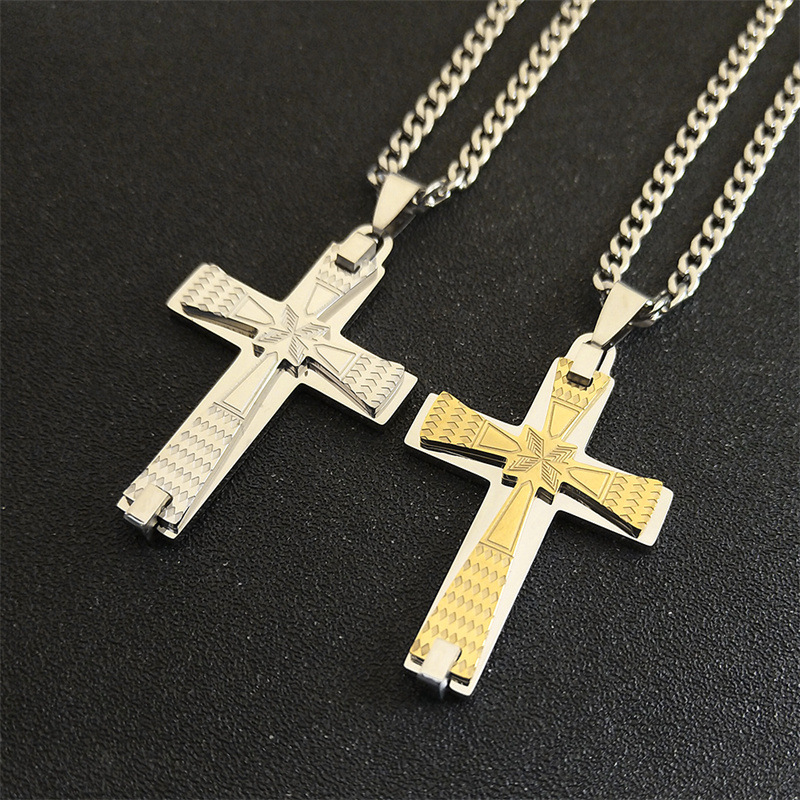 Vacuum Plating Gold Plating Process Simple Style Cross 304 Stainless Steel Plating Unisex Pendant Necklace