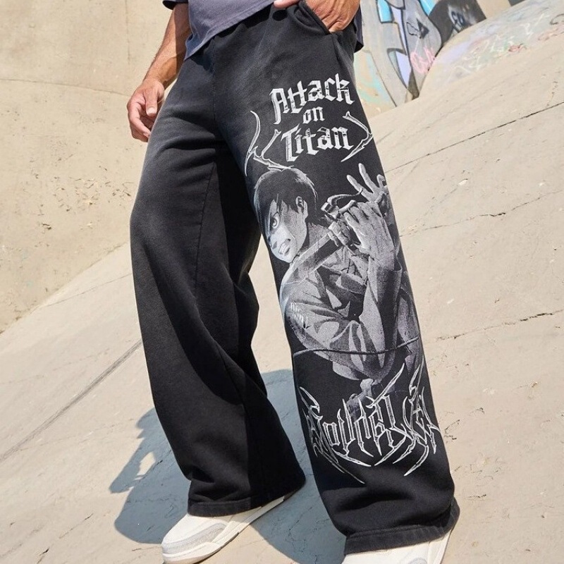 American YOUNGLA co-branded anime Attack on Titan jogger air-layer 3D printed wide-leg pants American YOUNGLA co-branded anime Attack on Titan jogger air-layer 3D printed wide-leg pants