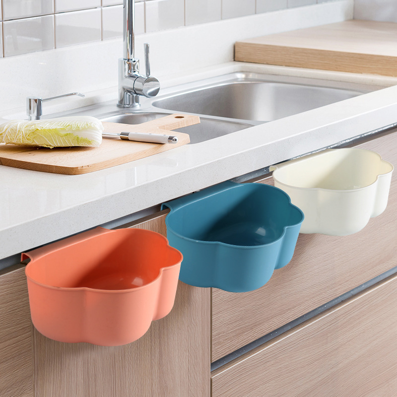Cloud-style no-drill hanging kitchen trash can, small countertop storage bin for under the sink or bathroom Cloud-style no-drill hanging kitchen trash can, small countertop storage bin for under the sink or bathroom