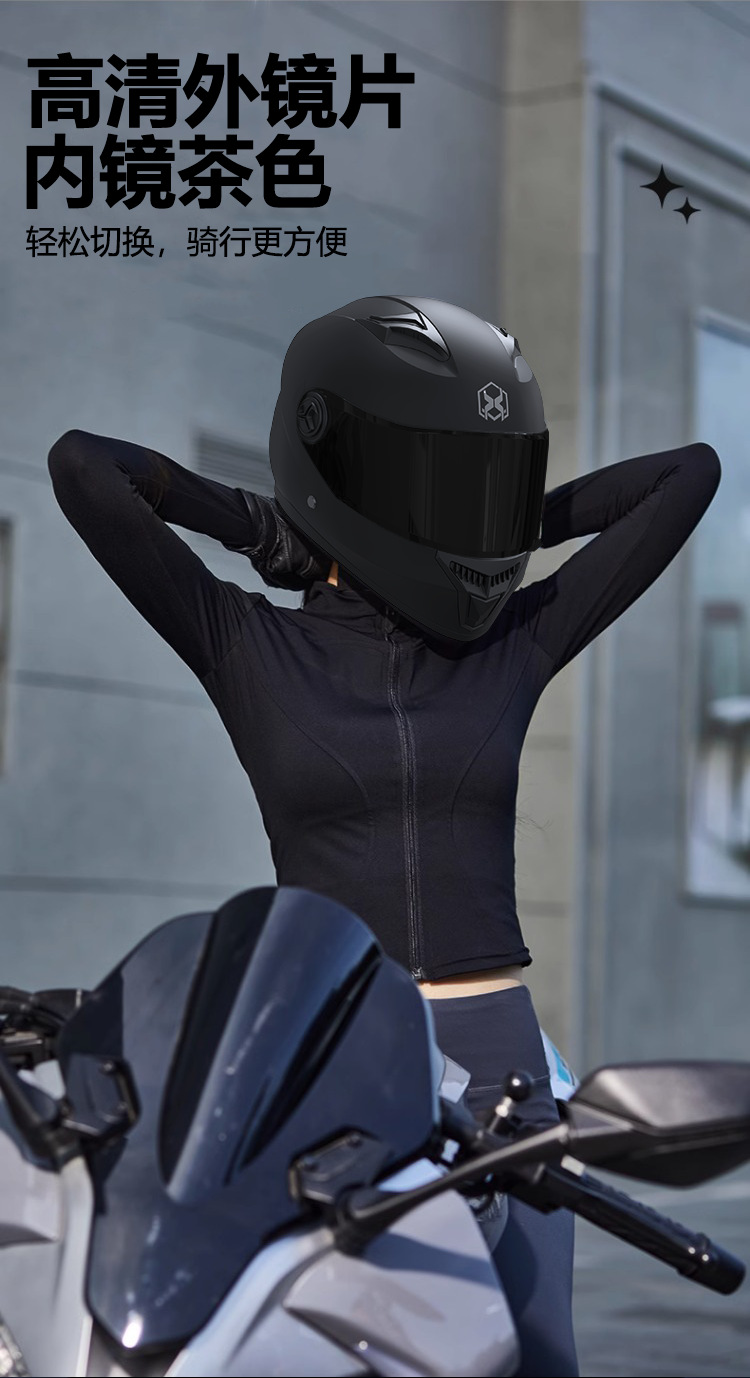 Foreign Trade Electric Vehicle Helmet for Men, All-Season Motorcycle Full-Face Helmet, Women's Winter Warm Riding Helmet with Dual Mirrors
