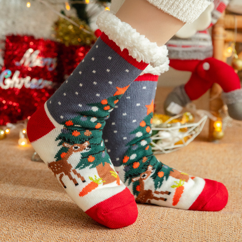 Calcetines de lana de cordero para mujer, para invierno y Navidad, calcetines antideslizantes para adultos, para interiores, para la nieve, para la alfombra, para el hogar. image 16