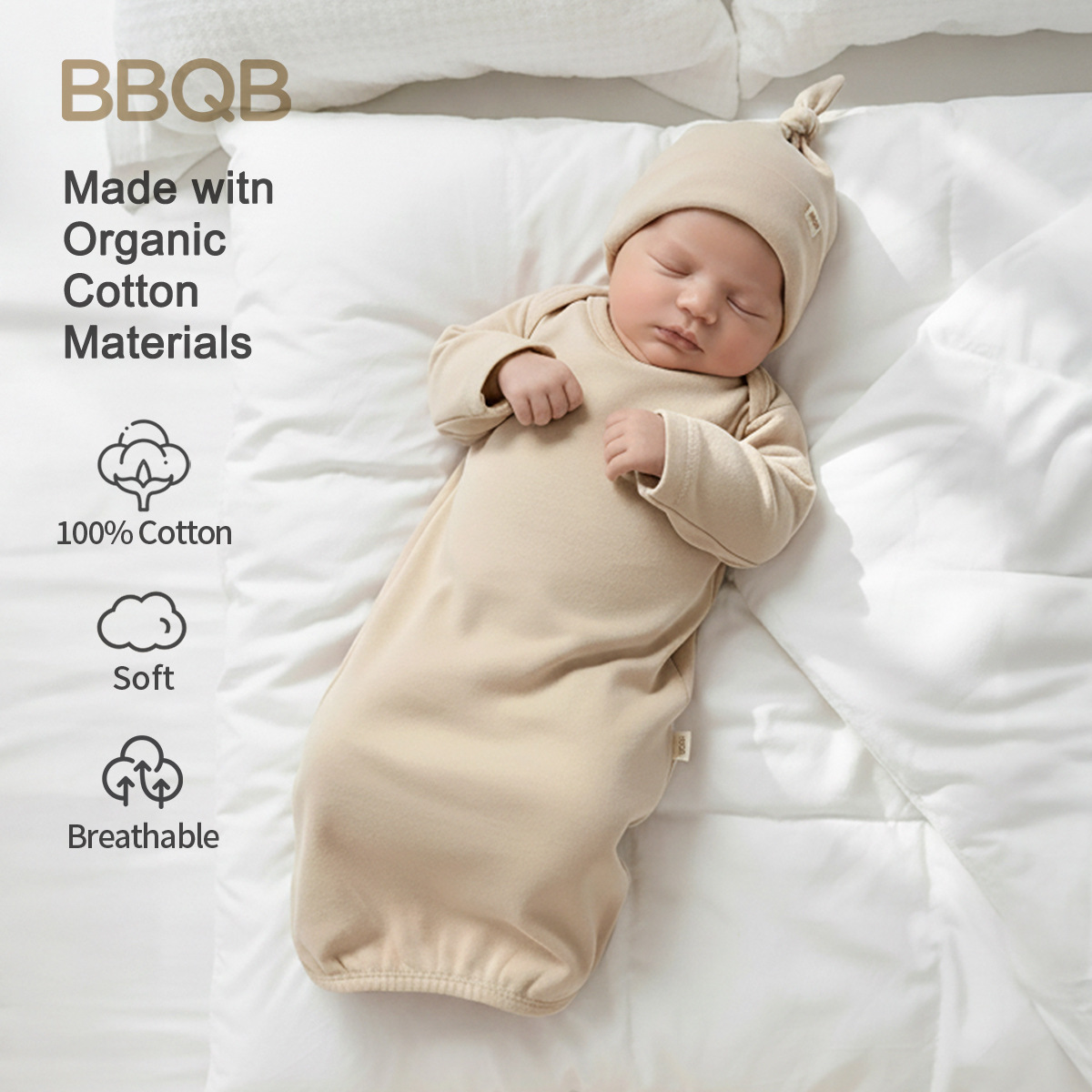 Bbqb Baby Sleeping Bag Class a Pure Cotton Anti-Kick Quilt Newborn Baby Supplies Swaddling Sleeping Bag Anti-Jump Spring, Summer, Autumn and Winter