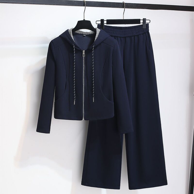 连帽卫衣阔腿裤子套装女2025春秋新款小个子休闲运动服两件套ins|undefined