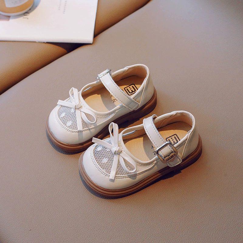 Shoes for leather shoes, children's footwear with bow for princess, Korean style
