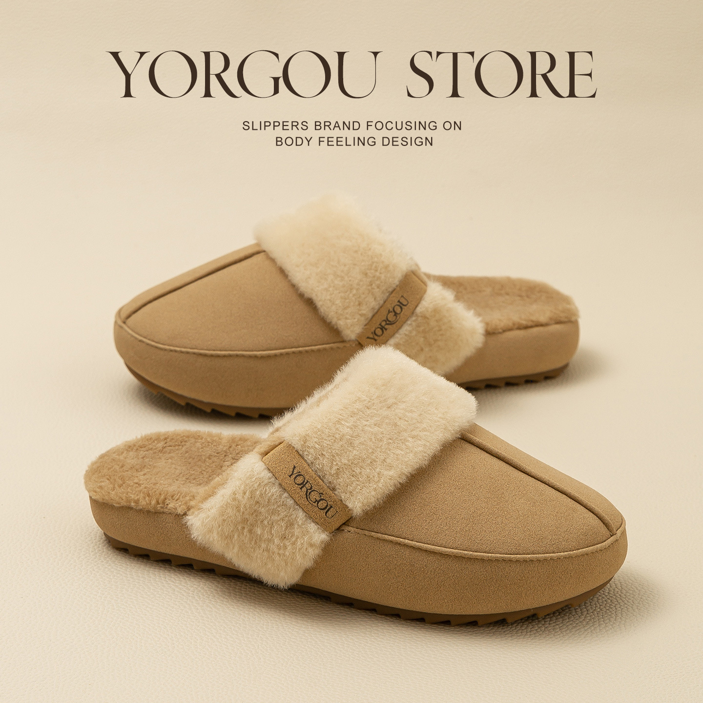 远港2025新款时尚包头毛绒棉拖鞋女秋冬季居家用室内厚底毛毛拖男