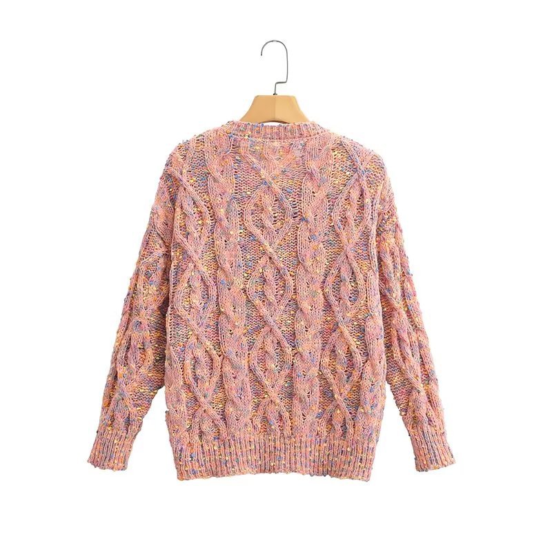 color bubble spots tie-dye knitted coarse twist sweater NSAM136076