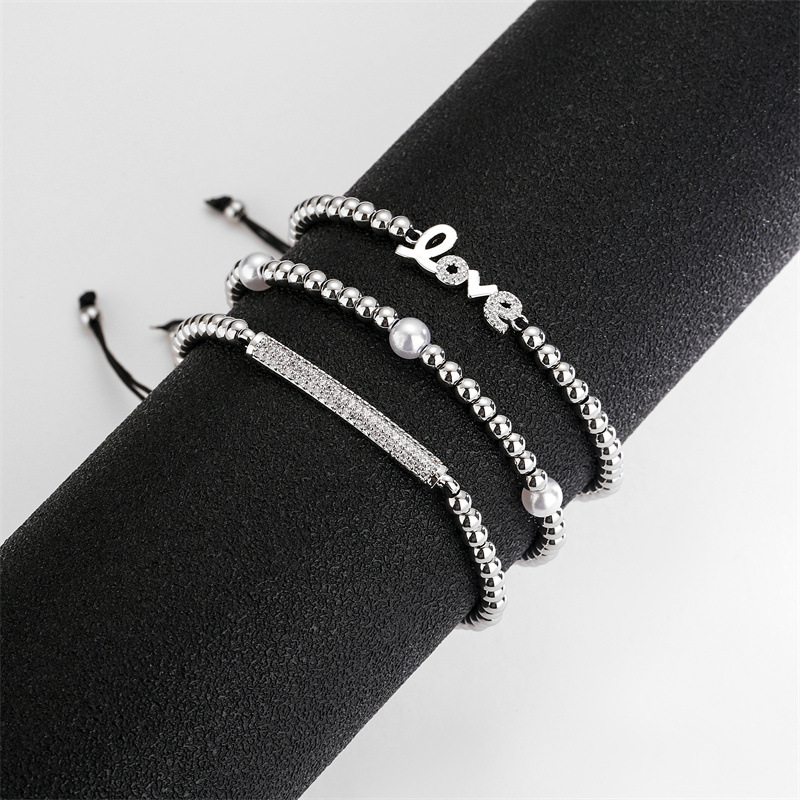 Simple Style Letter Heart Shape Copper Inlay Zircon Bracelets 1 Piece