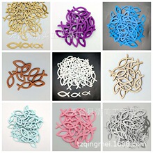 木制鱼洗礼装饰饰品装饰小鱼墙壁装饰木鱼木片圣餐餐桌家居摆件