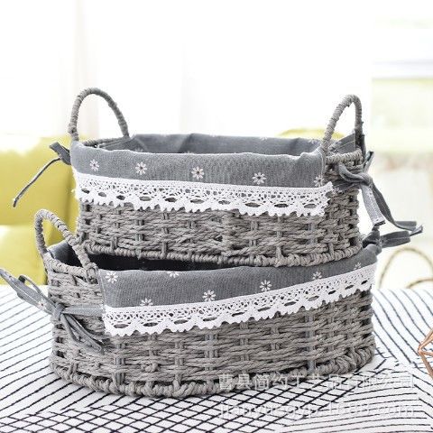 Cesta de almacenamiento tejido de escritorio organización cesta sundries merienda almacenamiento cesta juguete cosméticos almacenamiento cesta tela clave caja