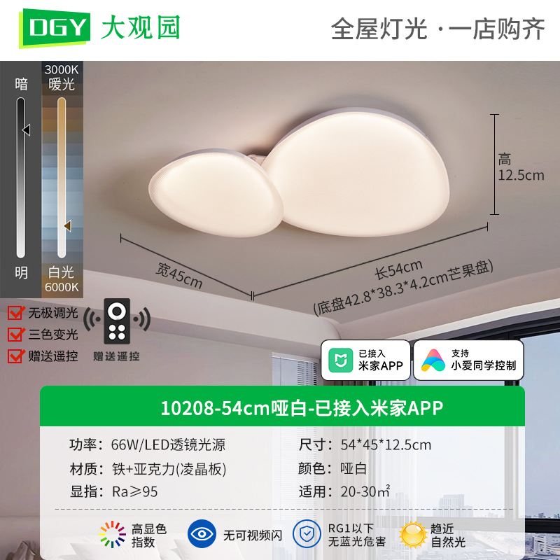 Daguanyuan sala de estar adoquines lámpara de techo moderno y simple nube de protección ocular de espectro completo 2025 nueva lámpara Zhongshan