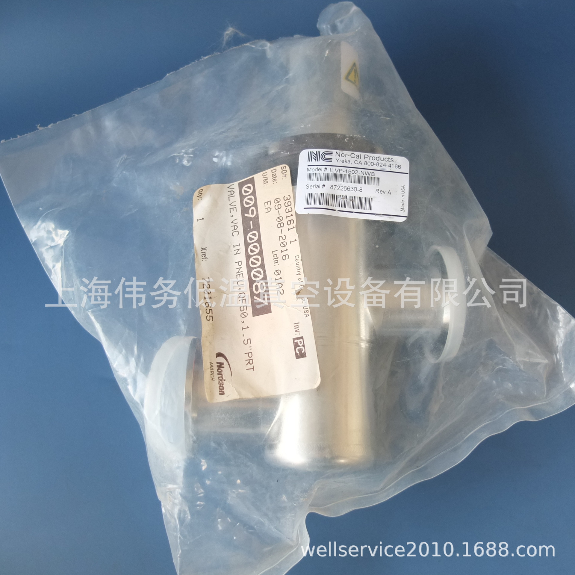 Nor-Cal ILVP -1502-NWB IN-LINE Poppet Valve 气动波纹管阀门