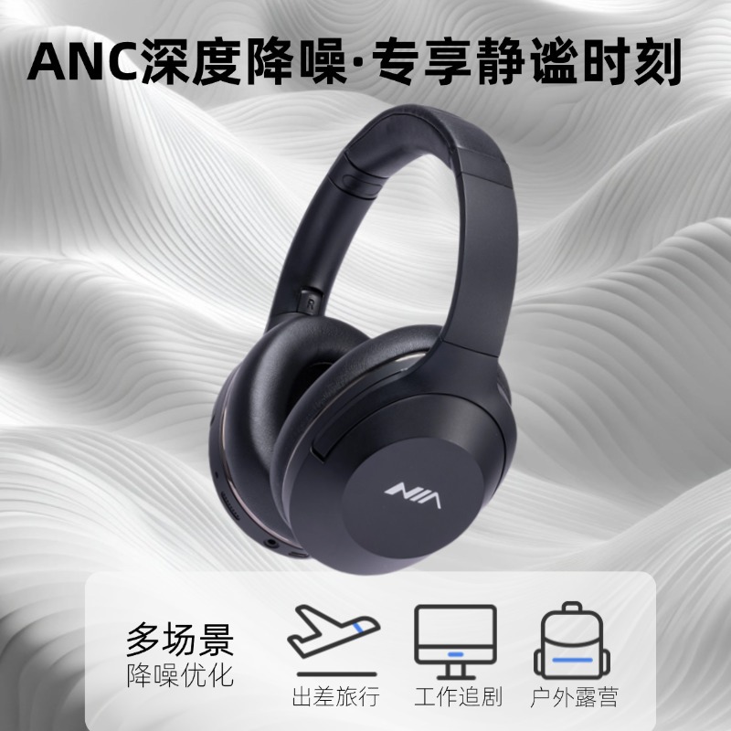 Audífonos NIA-J5 con Cancelación de Ruido ANC, Audífonos Bluetooth Supraaurales con Cancelación Activa de Ruido, Sonido Impactante