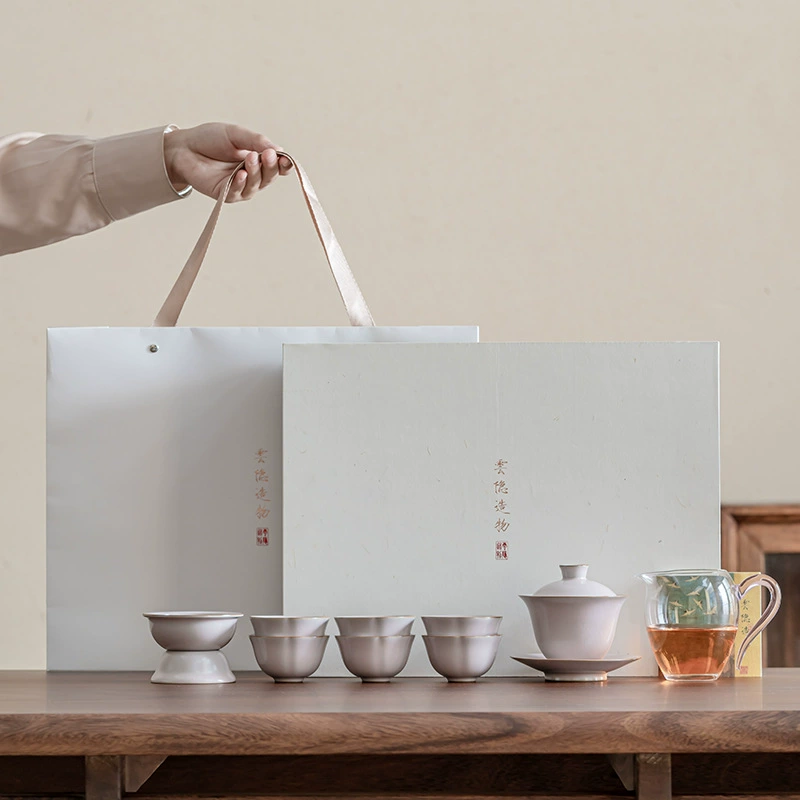 云隐造物 Fuchsia glass tea set, gift box