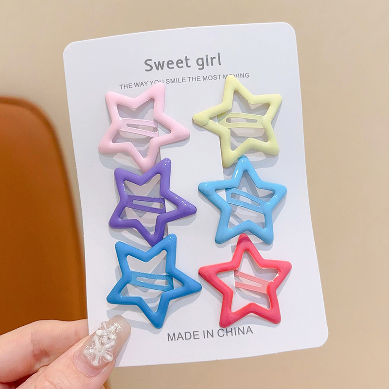 Pinza bb de color dopamina para niños cabello roto estrella de cinco puntas horquilla para niñas que no lastima el cabello, pinza para el cabello con flequillo para bebés, accesorios para el cabello lindos