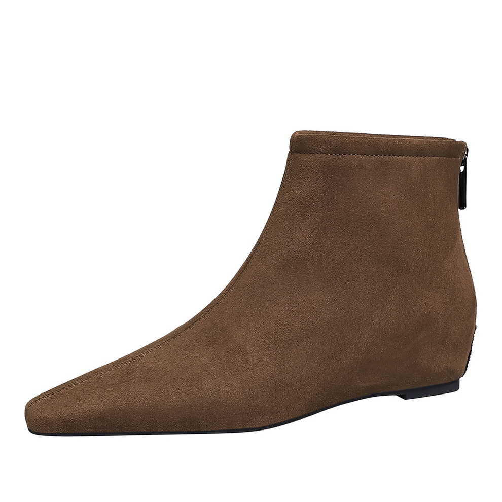 Koreanische Wildleder Stiefeletten Mit Verstecktem Absatz_voghion.com