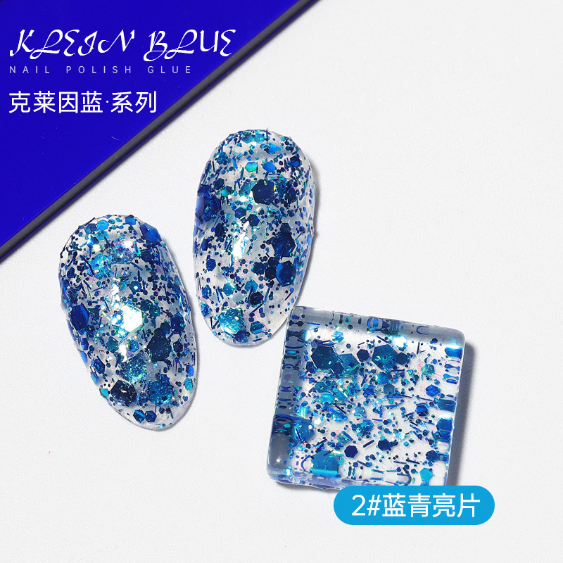 Celebridad en línea 2021 nuevo esmalte de uñas azul Klein verano color transparente fototerapia azul pegamento de esmalte de uñas para apertura de tienda