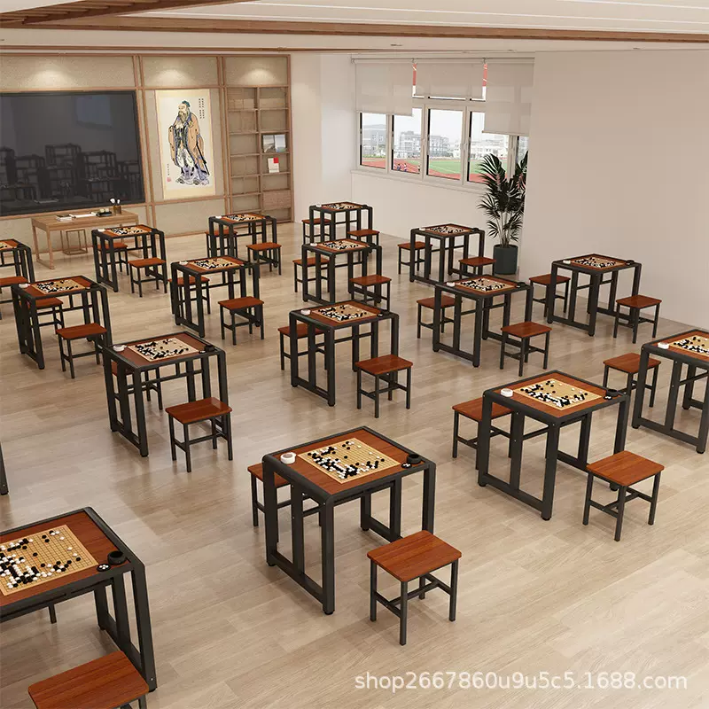 中国围棋象棋桌培训桌书法绘画桌学生社区美术多用途课桌椅棋桌