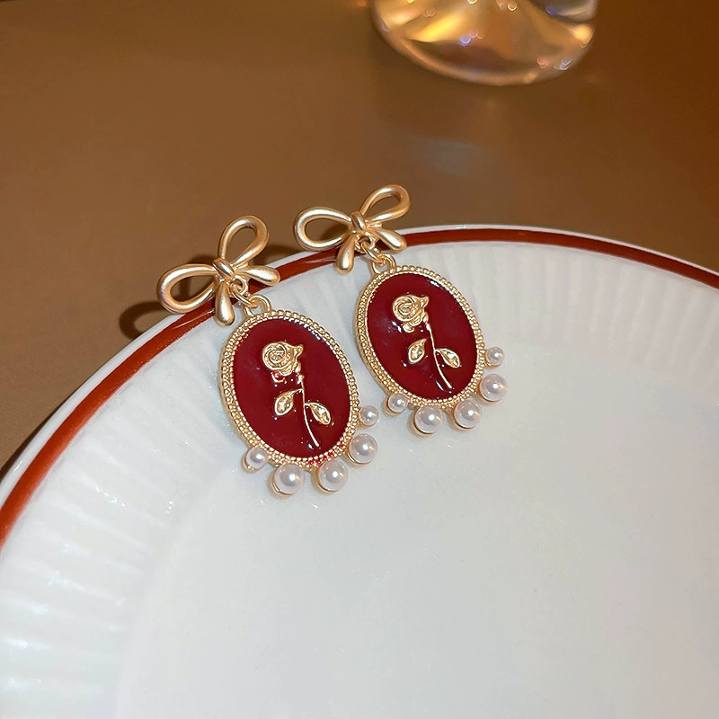 Серебряная игла из жемчуга, ретро модные серьги, цветочные, французский ретро стиль, оптовый