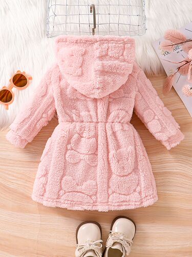 eBay Best Selling Spring and Autumn Baby Girls Cartoon Hooded Plush Jacket with Fleece Warm Long Sleeve Sweatshirt