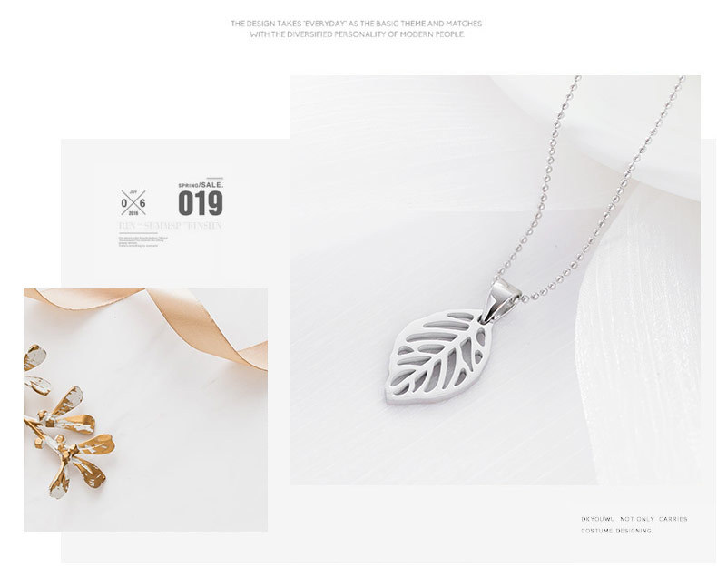 Fashion Leaf Stainless Steel Plating Pendant Necklace 1 Piece
